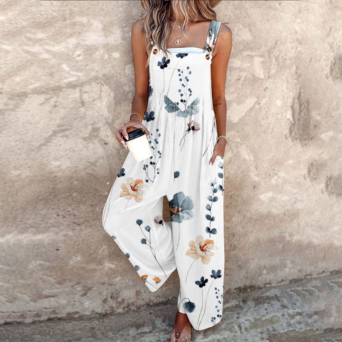 Comfortable Printed Overalls