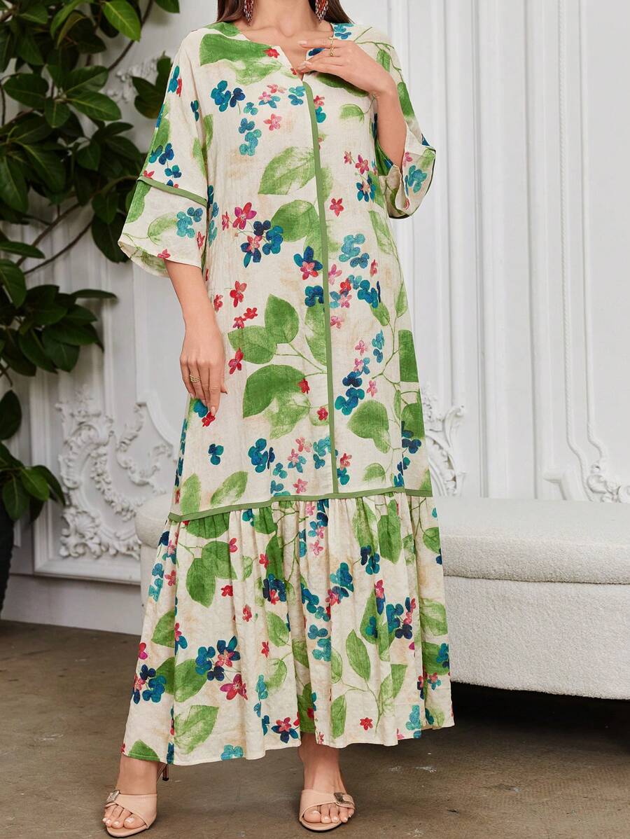 Leah™ | Floral Print Ruffle Dress