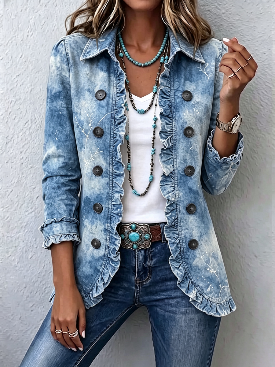 Coraline | Vintage Botanical Ruffle Jacket